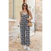 image:imageEkouaer Wide Leg Jumpsuits for Women Casual Overalls Sleeveless Vacation Outfits One Piece Boho Printed Romper with PocketFloral Black