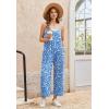 image:imageEkouaer Wide Leg Jumpsuits for Women Casual Overalls Sleeveless Vacation Outfits One Piece Boho Printed Romper with PocketFloral Blue