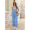 image:imageEkouaer Wide Leg Jumpsuits for Women Casual Overalls Sleeveless Vacation Outfits One Piece Boho Printed Romper with PocketFloral Blue