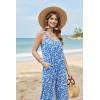 image:imageEkouaer Wide Leg Jumpsuits for Women Casual Overalls Sleeveless Vacation Outfits One Piece Boho Printed Romper with PocketFloral Blue
