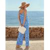 image:imageEkouaer Wide Leg Jumpsuits for Women Casual Overalls Sleeveless Vacation Outfits One Piece Boho Printed Romper with PocketFloral Blue