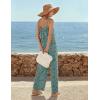 image:imageEkouaer Wide Leg Jumpsuits for Women Casual Overalls Sleeveless Vacation Outfits One Piece Boho Printed Romper with PocketFloral Blue Green