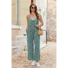 image:imageEkouaer Wide Leg Jumpsuits for Women Casual Overalls Sleeveless Vacation Outfits One Piece Boho Printed Romper with PocketFloral Blue Green