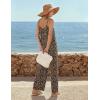 image:imageEkouaer Wide Leg Jumpsuits for Women Casual Overalls Sleeveless Vacation Outfits One Piece Boho Printed Romper with PocketFloral Brown