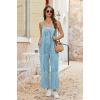image:imageEkouaer Wide Leg Jumpsuits for Women Casual Overalls Sleeveless Vacation Outfits One Piece Boho Printed Romper with PocketFloral Light Blue