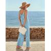 image:imageEkouaer Wide Leg Jumpsuits for Women Casual Overalls Sleeveless Vacation Outfits One Piece Boho Printed Romper with PocketFloral Light Blue