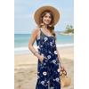 image:imageEkouaer Wide Leg Jumpsuits for Women Casual Overalls Sleeveless Vacation Outfits One Piece Boho Printed Romper with PocketFloral Navy Blue