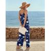 image:imageEkouaer Wide Leg Jumpsuits for Women Casual Overalls Sleeveless Vacation Outfits One Piece Boho Printed Romper with PocketFloral Navy Blue