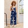 image:imageEkouaer Wide Leg Jumpsuits for Women Casual Overalls Sleeveless Vacation Outfits One Piece Boho Printed Romper with PocketFloral Navy Blue