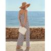image:imageEkouaer Wide Leg Jumpsuits for Women Casual Overalls Sleeveless Vacation Outfits One Piece Boho Printed Romper with PocketFloral Print 3