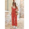 image:imageEkouaer Wide Leg Jumpsuits for Women Casual Overalls Sleeveless Vacation Outfits One Piece Boho Printed Romper with PocketFloral Red