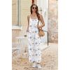 image:imageEkouaer Wide Leg Jumpsuits for Women Casual Overalls Sleeveless Vacation Outfits One Piece Boho Printed Romper with PocketFloral White