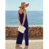image:imageEkouaer Wide Leg Jumpsuits for Women Casual Overalls Sleeveless Vacation Outfits One Piece Boho Printed Romper with PocketNavy Blue