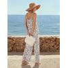 image:imageEkouaer Wide Leg Jumpsuits for Women Casual Overalls Sleeveless Vacation Outfits One Piece Boho Printed Romper with PocketWhite Print 2