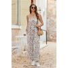 image:imageEkouaer Wide Leg Jumpsuits for Women Casual Overalls Sleeveless Vacation Outfits One Piece Boho Printed Romper with PocketWhite Print 2