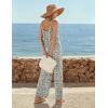 image:imageEkouaer Wide Leg Jumpsuits for Women Casual Overalls Sleeveless Vacation Outfits One Piece Boho Printed Romper with PocketWhite Print