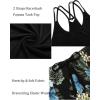 image:imageEkouaer Womens Cami Pajama Set Sleeveless Racerback Tank Top Pjs Soft SleepwearBlack Floral