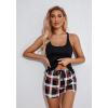 image:imageEkouaer Womens Cami Pajama Set Sleeveless Racerback Tank Top Pjs Soft SleepwearBlack Plaid