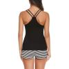 image:imageEkouaer Womens Cami Pajama Set Sleeveless Racerback Tank Top Pjs Soft SleepwearBlack Stripes
