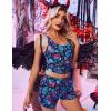 image:imageEkouaer Womens Cami Pajama Set Sleeveless Racerback Tank Top Pjs Soft SleepwearBlue Skull Floral Pattern Print
