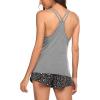 image:imageEkouaer Womens Cami Pajama Set Sleeveless Racerback Tank Top Pjs Soft SleepwearDark Grey Floral
