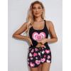image:imageEkouaer Womens Cami Pajama Set Sleeveless Racerback Tank Top Pjs Soft SleepwearHeart Pattern