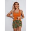 image:imageEkouaer Womens Cami Pajama Set Sleeveless Racerback Tank Top Pjs Soft SleepwearOrange Silhouette Flowers