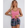 image:imageEkouaer Womens Cami Pajama Set Sleeveless Racerback Tank Top Pjs Soft SleepwearPink Plaid