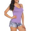 image:imageEkouaer Womens Cami Pajama Set Sleeveless Racerback Tank Top Pjs Soft SleepwearPurple Floral