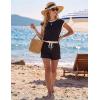 image:imageEkouaer Womens Rompers for Summer Casual One Piece Short Jumpsuit 2026 Striped Cap Sleeve Beach Clothes Travel OutfitsBlack