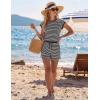 image:imageEkouaer Womens Rompers for Summer Casual One Piece Short Jumpsuit 2026 Striped Cap Sleeve Beach Clothes Travel OutfitsBlack Striped