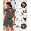 image:imageEkouaer Womens Rompers for Summer Casual One Piece Short Jumpsuit 2026 Striped Cap Sleeve Beach Clothes Travel OutfitsBlack Striped