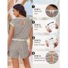 image:imageEkouaer Womens Rompers for Summer Casual One Piece Short Jumpsuit 2026 Striped Cap Sleeve Beach Clothes Travel OutfitsBrown Beige Striped