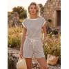 image:imageEkouaer Womens Rompers for Summer Casual One Piece Short Jumpsuit 2026 Striped Cap Sleeve Beach Clothes Travel OutfitsBrown Beige Striped
