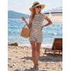 image:imageEkouaer Womens Rompers for Summer Casual One Piece Short Jumpsuit 2026 Striped Cap Sleeve Beach Clothes Travel OutfitsBrown Beige Striped