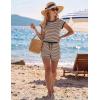 image:imageEkouaer Womens Rompers for Summer Casual One Piece Short Jumpsuit 2026 Striped Cap Sleeve Beach Clothes Travel OutfitsBrown Striped