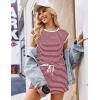 image:imageEkouaer Womens Rompers for Summer Casual One Piece Short Jumpsuit 2026 Striped Cap Sleeve Beach Clothes Travel OutfitsDark Red Striped