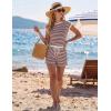 image:imageEkouaer Womens Rompers for Summer Casual One Piece Short Jumpsuit 2026 Striped Cap Sleeve Beach Clothes Travel OutfitsDark Red Striped
