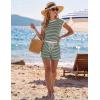 image:imageEkouaer Womens Rompers for Summer Casual One Piece Short Jumpsuit 2026 Striped Cap Sleeve Beach Clothes Travel OutfitsGreen Striped