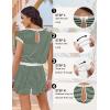 image:imageEkouaer Womens Rompers for Summer Casual One Piece Short Jumpsuit 2026 Striped Cap Sleeve Beach Clothes Travel OutfitsGreen Striped