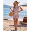image:imageEkouaer Womens Rompers for Summer Casual One Piece Short Jumpsuit 2026 Striped Cap Sleeve Beach Clothes Travel OutfitsPink Striped