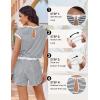 image:imageEkouaer Womens Rompers for Summer Casual One Piece Short Jumpsuit 2026 Striped Cap Sleeve Beach Clothes Travel OutfitsWhite Striped