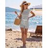 image:imageEkouaer Womens Rompers for Summer Casual One Piece Short Jumpsuit 2026 Striped Cap Sleeve Beach Clothes Travel OutfitsWhite Striped