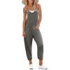 image:imageEkouaer Jumpsuits for Women Sleeveless Spaghetti Strap Ribbed Overall Jumpsuit V Neck Summer Romper with Pockets 2026Dark Grey