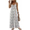 image:imageEkouaer Wide Leg Jumpsuits for Women Casual Overalls Sleeveless Vacation Outfits One Piece Boho Printed Romper with PocketFloral Khaki