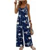 image:imageEkouaer Wide Leg Jumpsuits for Women Casual Overalls Sleeveless Vacation Outfits One Piece Boho Printed Romper with PocketFloral Navy Blue