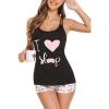 image:imageEkouaer Womens Cami Pajama Set Sleeveless Racerback Tank Top Pjs Soft SleepwearWhite Printed