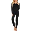 image:imageEkouaer Womens Midweight Thermal Underwear Top Fleece Lined Base Layer Long Sleeve Shirt Black M