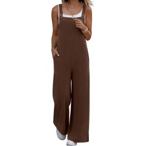 image:imageEkouaer Overalls for Women Loose Wide Leg Jumpsuits Casual One Piece Floral Boho Outfits Baggy Jumpers Comfy Summer RompersBrown