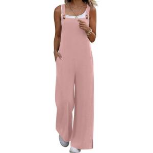 image:imageEkouaer Overalls for Women Loose Wide Leg Jumpsuits Casual One Piece Floral Boho Outfits Baggy Jumpers Comfy Summer RompersDirty Pink